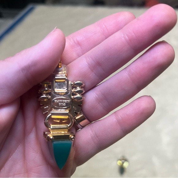 Elizabeth Cole statement earrings with black, and green coloring - post back - Picture 3 of 4